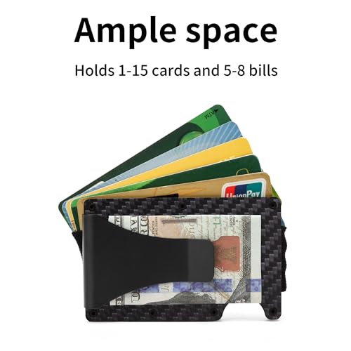 Carbon Fiber Minimalist Wallet for Men Credit Card Holder Money Clip & Cash Strap Slim RFID Mens Wallets(Matte Carbon Fiber)3