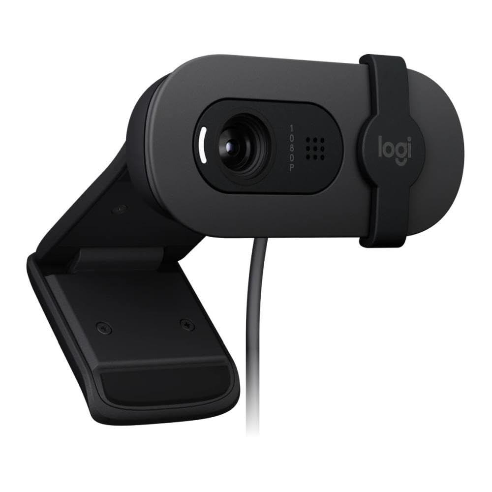 Logitech Brio 105 Webcam Pro Full HD 1080p avec équilibre Automatique de l'éclairage, USB-A, volet de confidentialité, Configuration Facile, Compatible Windows, macOS et ChromeOS - Graphite