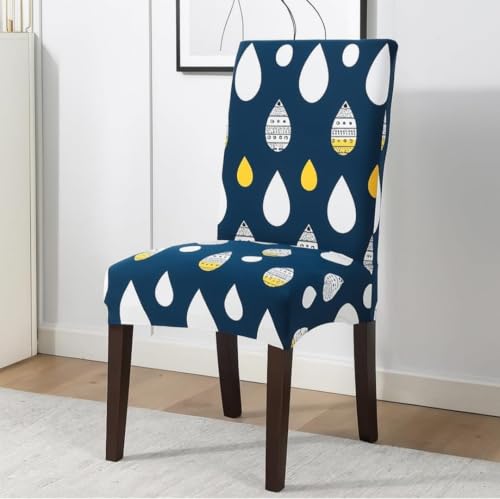Image of Homerz Premium 6 Seater Dining Table Cloth with 6 Dining Chair Covers,Elastic Fitted Chair Slipcovers, Printed Polycotton Fabric, Table Cloth Size 60x90 inch (NW Drop)