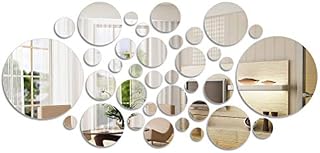 FOCCTS 41 Pcs Mirror Wall Stickers Self-Adhesive Round Circle Mirrors Mirror Sheets for Home Decoration with 6 Different Sizes 0.87 to 5.9 Inches in Diameter