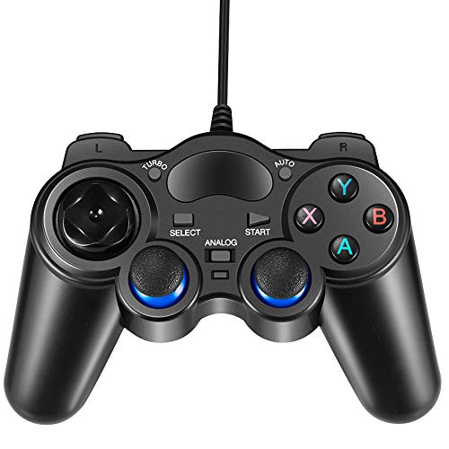 USB Wired Gaming Controller, EIFFTER PC Game Controller Joystick with Dual-Vibration Turbo and Trigger Buttons for Windows & Android & PS3 & TV Box