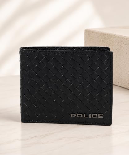 Image of Police Men's Genuine Leather Bifold Wallet with Coin Pocket | 4 Card Slots | Slim Wallet| 2 slip in pockets |Gift box packaging