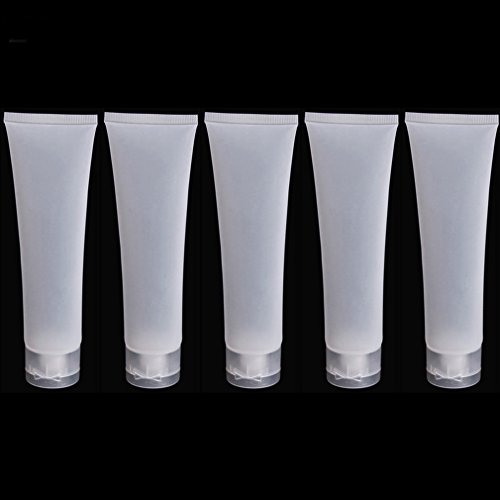 Polytree 5Pcs Empty Refillable Soft Plastic Travel Tubes Bottle Container For Cosmetics Shampoo Cleanser Shower Gel Body Lotion size 100ml (Frosted)