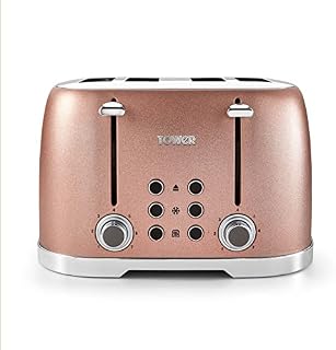 Tower T20030BP Glitz Sparkle 4 Slice Toaster, 1600W, Pink Sparkle