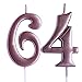Rose 64th Birthday Candle, Number 64 Years Old Candles Cake Topper, Woman Or Man Party Decorations, Supplies