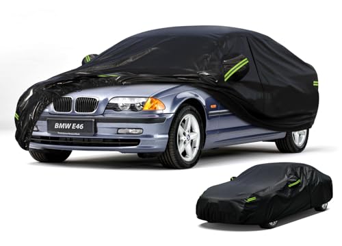 Image of Kaugung Car Cover Custom fit BMW 3 Series E46 (1998-2006), 7 Layers Windproof All Weather Waterproof Outdoor Cover Sun Rain UV Dust Snow Protection. Black