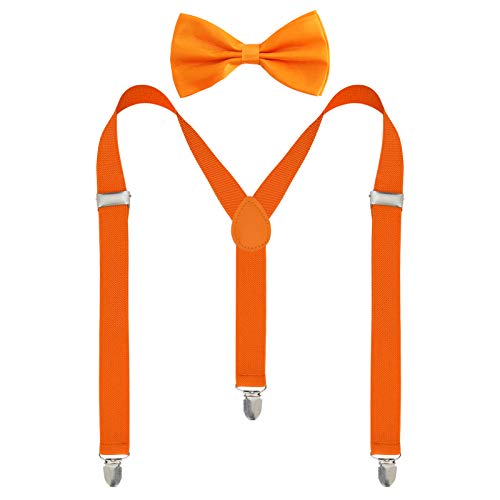 Orange Suspender For Men And Women Y-Back Suspenders For Men Clip Suspenders Bow Tie Set #TOP1