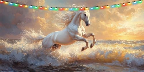 Diamond Painting Cheval 40x80cm : Broderie Diamant Grand Format Kit Complet
