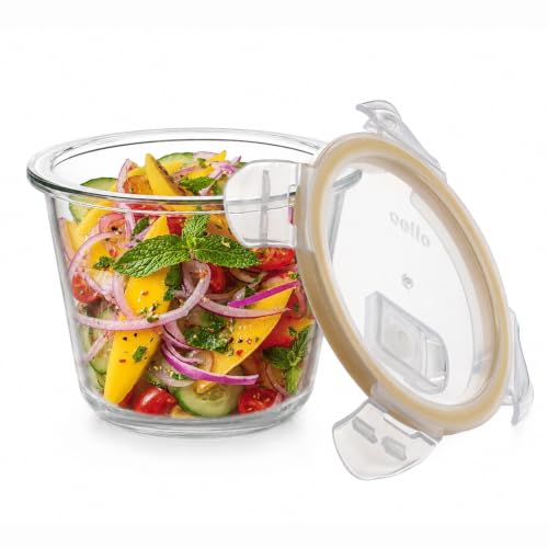 Image of CELLO Fit & Fresh Clip-O Round Lunch Box Container For Daily Use 720ml Transparent | Microwave & Fridge Safe Toughened Glass Airtight Food Storage Tiffin Box Container For Kitchen, Travel & Office Use