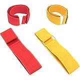 サバゲー・アウトドア・キャンプ ゲーム マーカー アームバンド ベルト 幅広 バンド 伸縮 ベルクロ マジック テープ 固定 結束 マジックバンド グループ チーム分け 識別 装備 目印 梱包 バンドル 簡単脱着 収納袋付き 5cm×50cm (黄2本 - 赤2本)