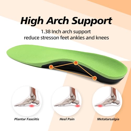 Image of Arch Support Insoles for Plantar Fasciitis Flat Feet Pain Relief, Shock Absorbing Orthotic Inserts for Men and Women L