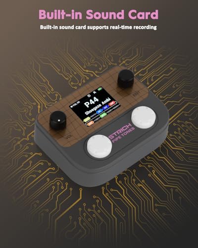 Image of STRICH Pipe Tones Pocket Multi-Effects Processor for Guitar and Bass with 10 Effect Modules 125 Effects 40s Looper 100 Drum Patterns USB Audio Interface Wireless Control (Dark Gray)