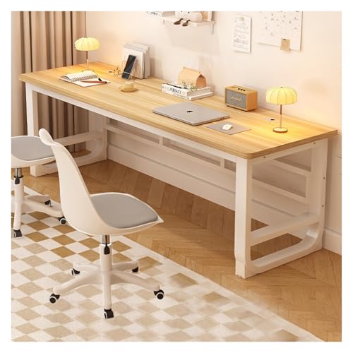 パソコンデスク、厚さ16mmの無垢材デスク、長さ80/100/120cm 作業台 耐荷重300kg 無垢材 学習机 配線穴付き シンプルデスク おしゃれ 在宅勤務 リモートワーク用 作業机 組立簡単(Wood+white,80x60x74cm)