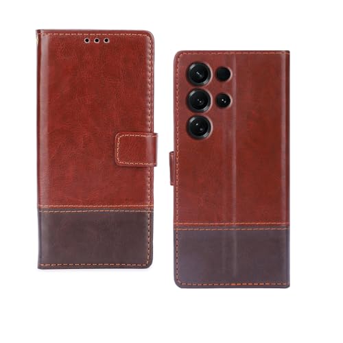 Image of amazon basics Samsung Galaxy S26 Ultra 5G Flip Cover | Card Pockets Wallet & Stand | Flip Cover for Samsung Galaxy S26 Ultra 5G (Tan and Coffee)