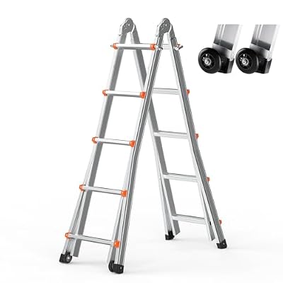 VEVOR A-Frame Telescoping Ladder 17 FT - Portable Aluminum Extension Ladder with 330lb Load Capacity, for Indoor, Outdoor, RV, Roof & Multi-Purpose Use