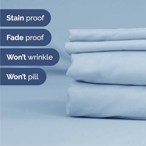 Image of Cal King 6 Piece Bed Sheet Set - Breathable & Cooling Sheets - Sky Blue | Ultra-Soft Hotel Luxury Bedding Set with 8-16 Inch Deep Pockets, 1 Flat & 1 Fitted Sheet & 4 Pillowcases, Wrinkle & Fade Free