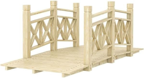 4.7 ft. Wooden Garden Bridge with Safety Rails, Backyard Bridge Footbridge for Ponds, Creeks, Streams, Carbonized