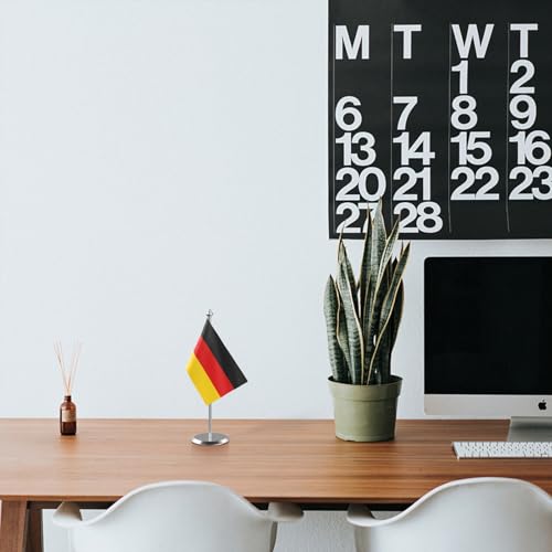 Image of The Flag Company Country Table Flag Single Stainless Steel Stand for Home and Office Desk,Conference (Germany)