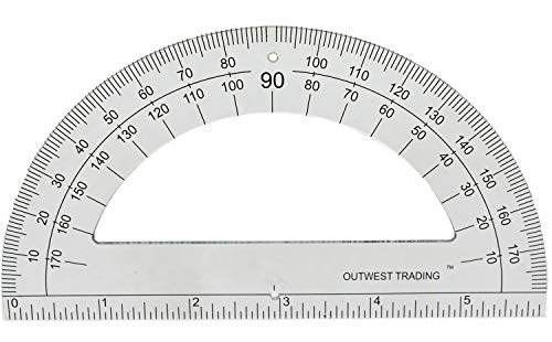 OUTWEST TRADING Plastic Student Math Protractor 180 Degrees with 6 Inch Ruler, Set of 36