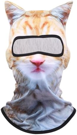 4PCS Cat Ski Mask Shiesty Men Balaclava, Funny Dog Animal Face 3D Printed Furry Cute Skimask Pack Kitty Ears for Adults, Yellow*4pcs, 6x9x1 inches (4 pack) — view 4