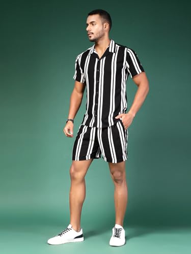 Image of Rigo Printed Co-Ord Set for Men | Casual Shirt & Shorts Night Suit Set | Lounge-wear Nightdress Pajama Set for Mens & Boys | Night Wear, Beach Wear, Vacation Wear Outfit