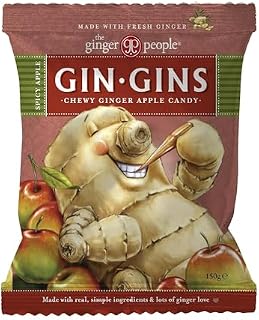 The Ginger People GIN GINS Spicy Apple Ingwer Apfel Kaubonbon – einzeln verpackte gesunde Kaubonbons – 150 g – (1er-Pack)