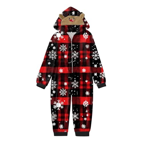 Mono navideño con capucha y cremallera para padres e hijos (estilo infantil) (4), rosso, 2-3 Years