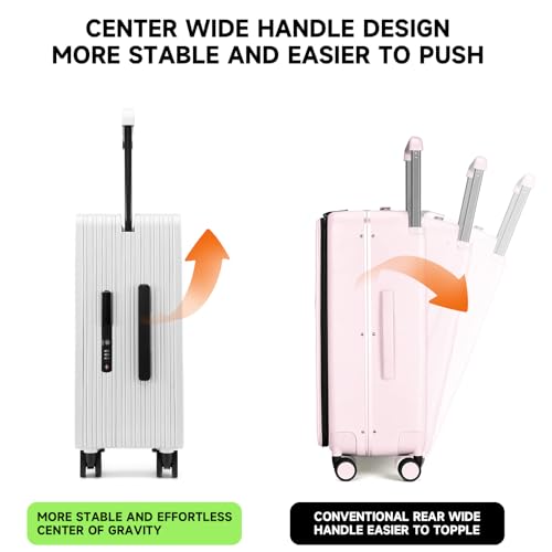 MYER Hard Shell Carry On Luggage 22x14x9 Airline Approved,20 Inch Wide Handle Aluminum Luggage with 100% 3-Layer PC,Carry On Suitcases with Spinner Wheels TSA Lock (White)3