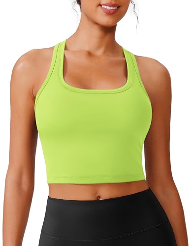 Image of PINSPARK Sports Bra Longline Racerback Tank Tops for Women Padded Workout Yoga Top