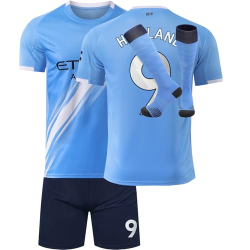 DMDMK Blue #9 2025/2026 Heim Trikot Shorts und Socken Kinder Geschenk Set und Jugend Größe (Blau 26 (8-9 Jahre))