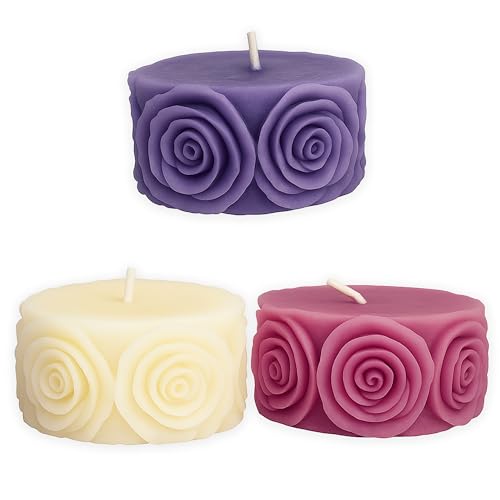 URBAN POSH 3-Pack Flower Scented Candles for Home – Vanilla, Berry Blossom & Lilac Aromatherapy – Decorative Floral Candle Gift Set for Spa, Relaxation & Birthday Décor