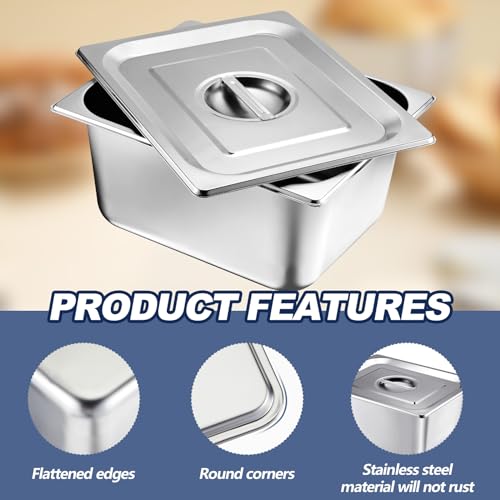 Mifoci MIFOCI-HOTEL PAN-25 2 Pack Stainless Steam Hotel Pan With Lid, Steam Table Pan Restaurant Supplies Reusable Anti Rust Steam Pan Water Pan thumb #2