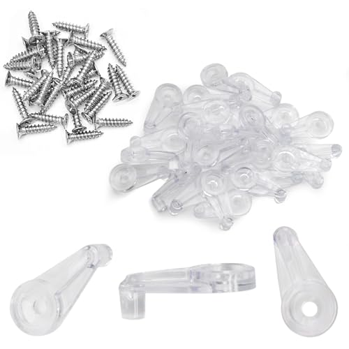 Image of 25pcs Mirror Hanging Clips, Glass Retainer Clips, Plastic Mirror Mounting Clips Hanging Hardware for Fixing Window Glass Cabinet Door (Clear)