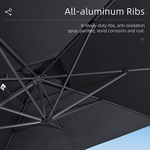 Purple Leaf 12' X 12' Patio Umbrella Outdoor Square Umbrella Large Cantilever Umbrella Windproof Offset Umbrellas With Umbrella Cover For Garden, Deck, Backyard And Pool, Grey #TOP7