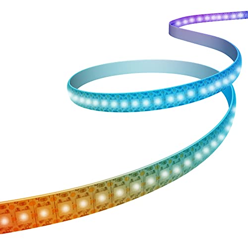 WS2812B Bande LED, Adressable Individuellement 5050 SMD 256 RGBIC Bande LED pour le Bricolage et la Décoration de la Maison (144LEDs/1M, Blanc)