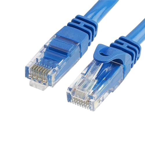 Cmple - Cat 6 Ethernet Cable 50 ft, Cat6 Patch Cables 10Gbps LAN Cable, 550MHz Network Cable, RJ45 Connectors, Compatible with Gaming Computer, Laptop, Modem, Router, HDTV, Gaming Console - Blue