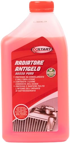 1 LT START - Liquido Radiatore Antigelo Puro Rosso Long Life 1 Litro - Concentrato Oat da Diluire, Protezione Fino a -40°C, Anticorrosivo Lunga Durata per Motori Moderni Auto, Veicoli e Macchinari