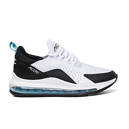 Image of HOLTZMAN A /C 270 Woven Fabric Comfortable Lightweight Flexible Sports /Running Shoe for Men (Color: White & Blue, Size: 7)