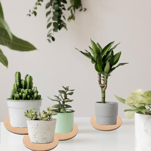 Tefola 9pcs Cork Mat for Plants,Cork Plant Coasters,Cork Plant Plastic Mat,Round Absorbent Cork Mat,Plant Saucer for Indoor Plants,Garden Pots,Coaster,Pot Pad(6 Inch - Image 2