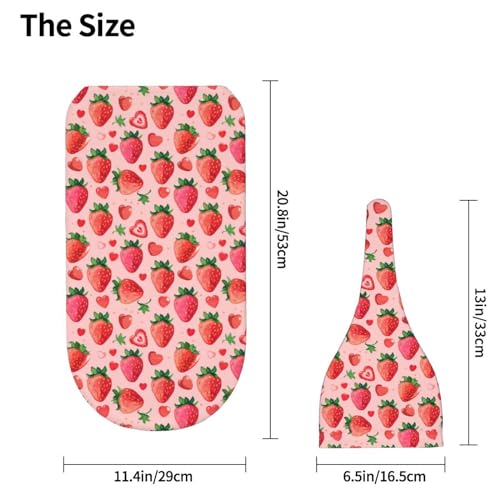 Image of Strawberries and Red Hearts Newborn Swaddle Blankets Hat Sets Soft Baby Receiving Blanket Swaddle Sack for Baby Shower Infant Boy Girl Gift
