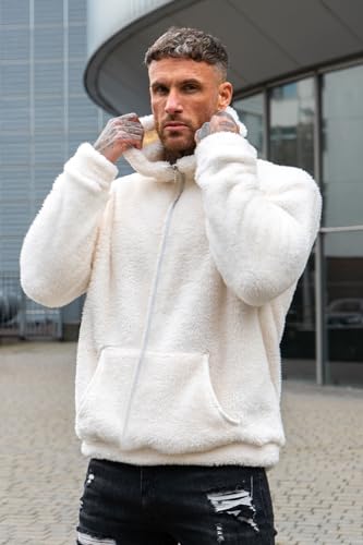 Image of GINGTTO Men's Fuzzy Sherpa Sweatshirt Fashion Pullover Fleece Hoodies