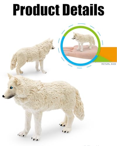 Image of 2PCS Wolf Toy, Arctic Wolf Figurine for Kids and Animal Lovers, Educational Animal Model for Cognitive Learning and Parent-Child Interaction, Collectible Wolf Statue for Home Decor