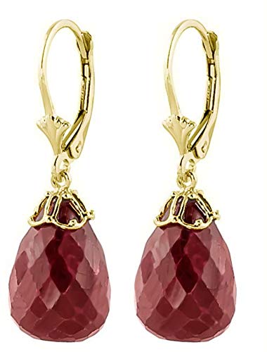 Galaxy Gold GG 14k Yellow Gold Briolette Ruby Drop Dangle Earrings3