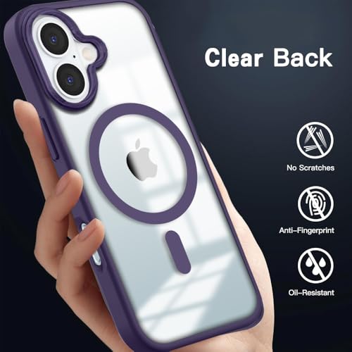 Image of KARWAN️ Hybrid Transparent iPhone 16 Back Cover Case Compatibe with Mag-Safe |Camera Protection Bump | Transparent Back Cover Case for iPhone 16(PC, TPU | Purple Bumper)