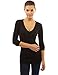 PattyBoutik Women V Neck Ribbed Tunic Knit Top (Black Medium)