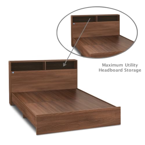 Image of DELITE KOM Urban Engineered Wood Queen Without Box Bed (Finish Color Acacia Dark Delivery Condition Knockdown)