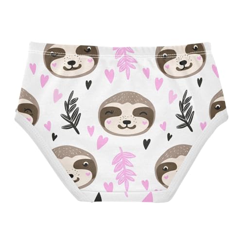 Girls Underwear Toddler 2t Cotton Panties for Girl Colorful Undies Kids Briefs Cute Sloth Faces White2