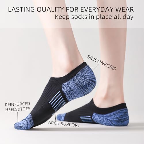 Image of EPEIUS Thick No Show Socks for Women Athletic Ankle Socks Cushioned Running Low Cut Non Slip Footies 3 /6 Pairs