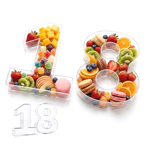 Image of Pooqla 10 inch Acrylic Number 18 Charcuterie Tray for 18th Birthday Decorations