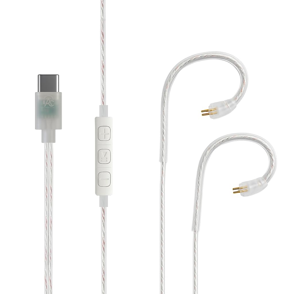 C18 IEM Upgrade Cable With 3-Button Mic, Silver Plated Type-C Cable, High-Res Audio Cable With KT02H20 DAC (32bit/384kHz), App PEQ (0.78mm 2Pin)